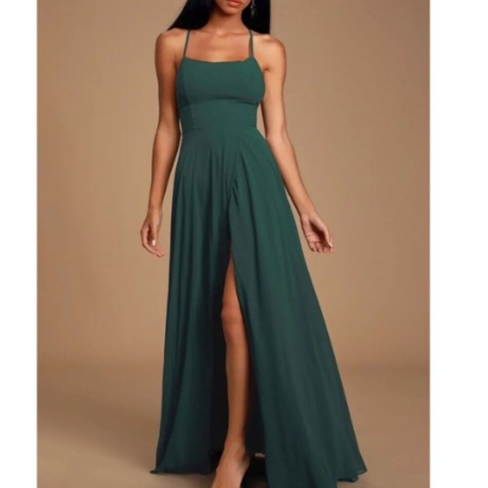 Lulus Dreamy Forest Green Maxi Dress